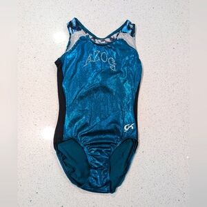 COMPETITION AZOG GK Elite Medium Gymnastics Dance leotard TEAL Mystique T BACK